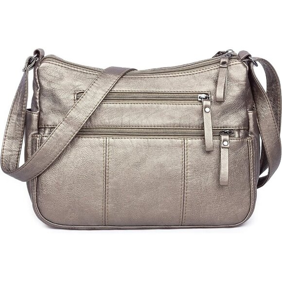🆕 Volganik Rock PU Leather Shoulder Bag Women Silver Soft Pocketbooks Purse - Picture 1 of 7